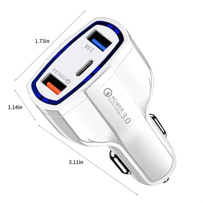 Dual USB Port Whit type-C  Car Charger