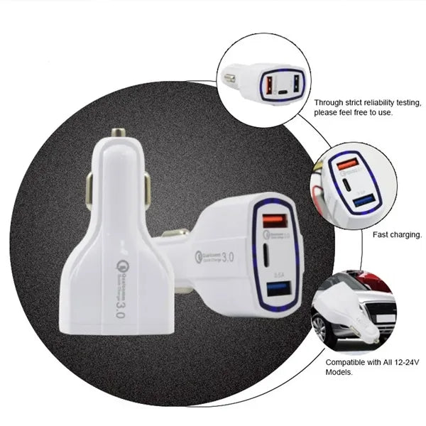 Dual USB Port Whit type-C  Car Charger