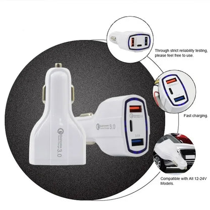 Dual USB Port Whit type-C  Car Charger