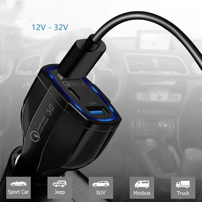 Dual USB Port Whit type-C  Car Charger