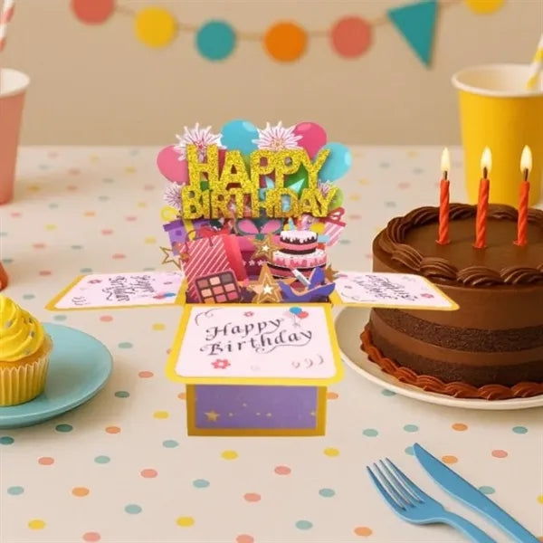 3D Pop Up Birthday Card with Gift Box