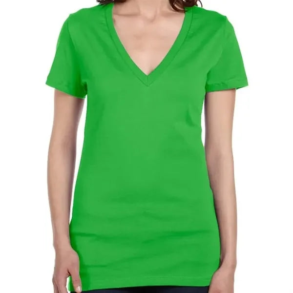 Bella Ladies Jersey Short-Sleeve Deep V-Neck T-Shirt