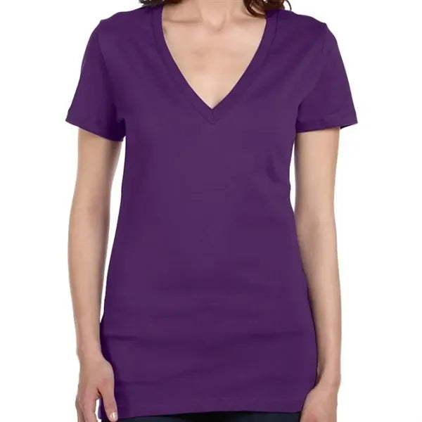 Bella Ladies Jersey Short-Sleeve Deep V-Neck T-Shirt