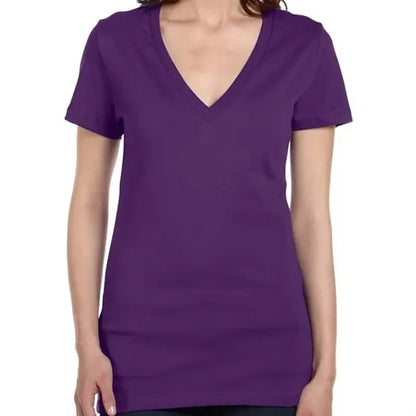Bella Ladies Jersey Short-Sleeve Deep V-Neck T-Shirt