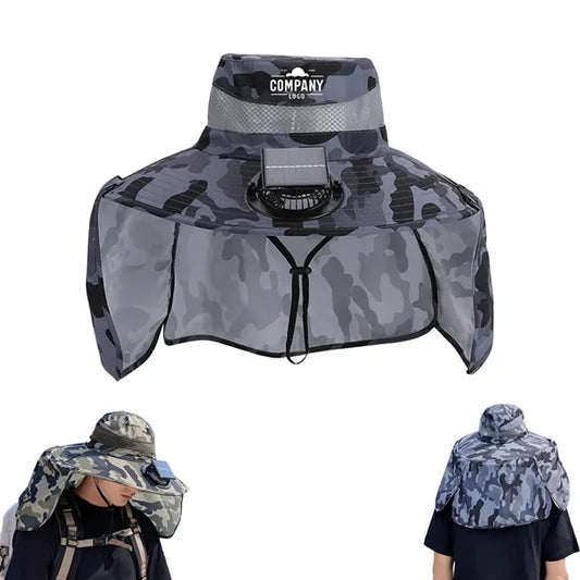 Wide Brim Sun Hat With Solar Fan