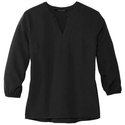 MERCER+METTLE Women's Stretch Crepe 3/4-Sleeve Blouse