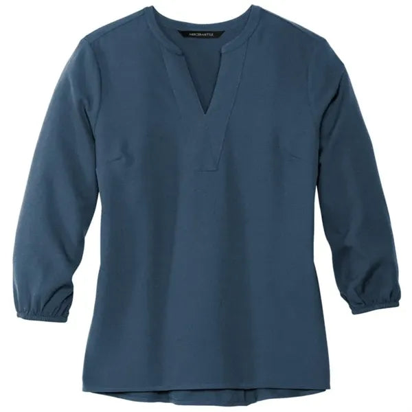 MERCER+METTLE Women's Stretch Crepe 3/4-Sleeve Blouse