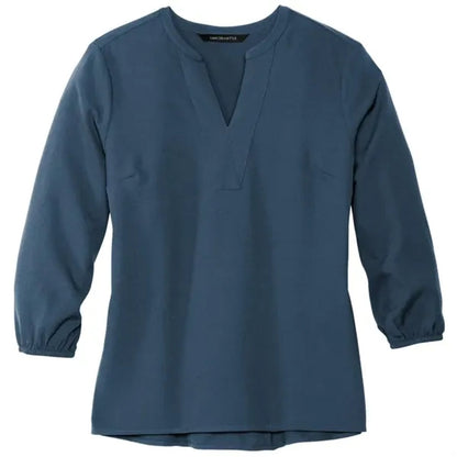 MERCER+METTLE Women's Stretch Crepe 3/4-Sleeve Blouse