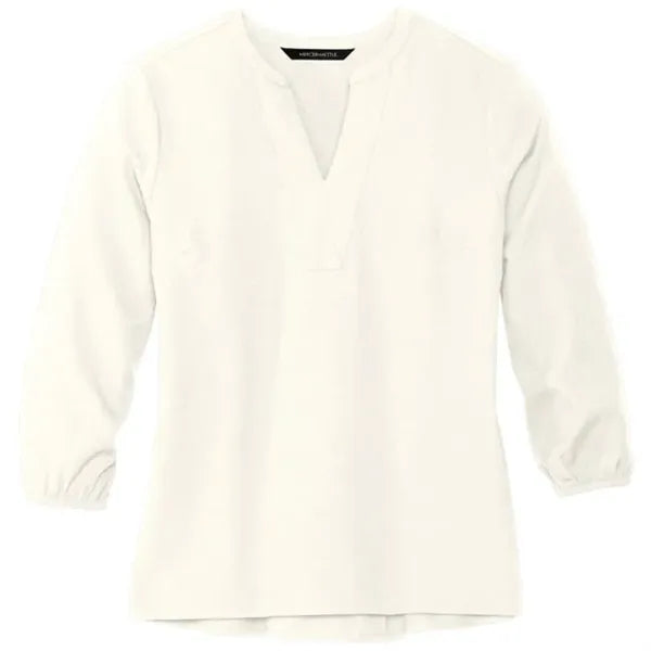 MERCER+METTLE Women's Stretch Crepe 3/4-Sleeve Blouse