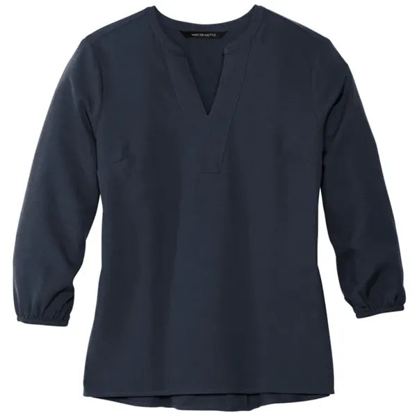 MERCER+METTLE Women's Stretch Crepe 3/4-Sleeve Blouse