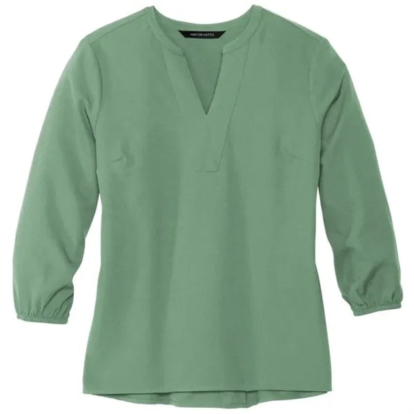 MERCER+METTLE Women's Stretch Crepe 3/4-Sleeve Blouse