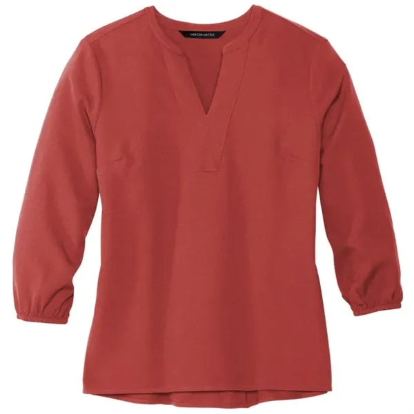 MERCER+METTLE Women's Stretch Crepe 3/4-Sleeve Blouse