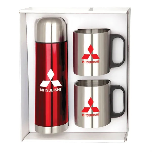 Stainless Steel Mugs and Thermos Gift Set