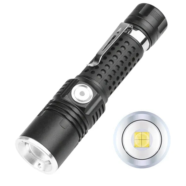 Multi-Function Zoom LED Flashlight - Compact & Rechargeable