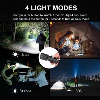 Multi-Function Zoom LED Flashlight - Compact & Rechargeable