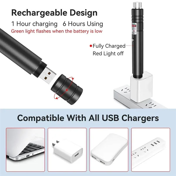 USB Laser Pointer - Rechargeable Long Range Beam