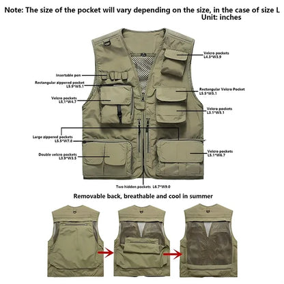 Multi-functional Outdoor Quick-Drying Vest w/ Mesh & Zipper