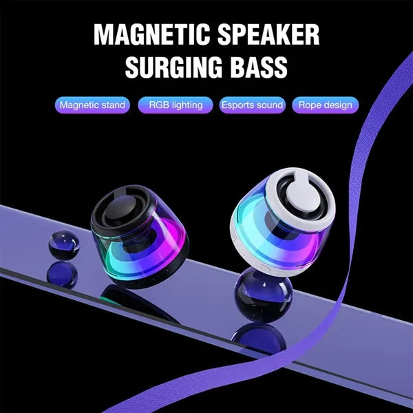 Portable Mini Bluetooth Speaker - Magnetic Base & RGB LED