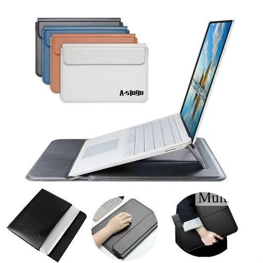 13inch PU Leather Laptop Sleeve with Stand