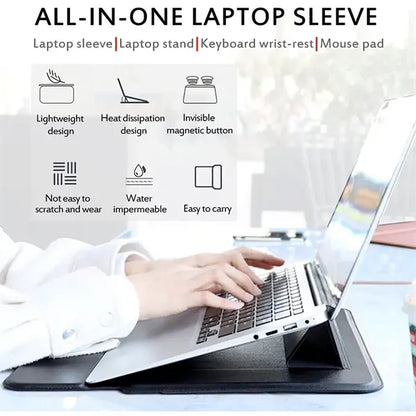 13inch PU Leather Laptop Sleeve with Stand