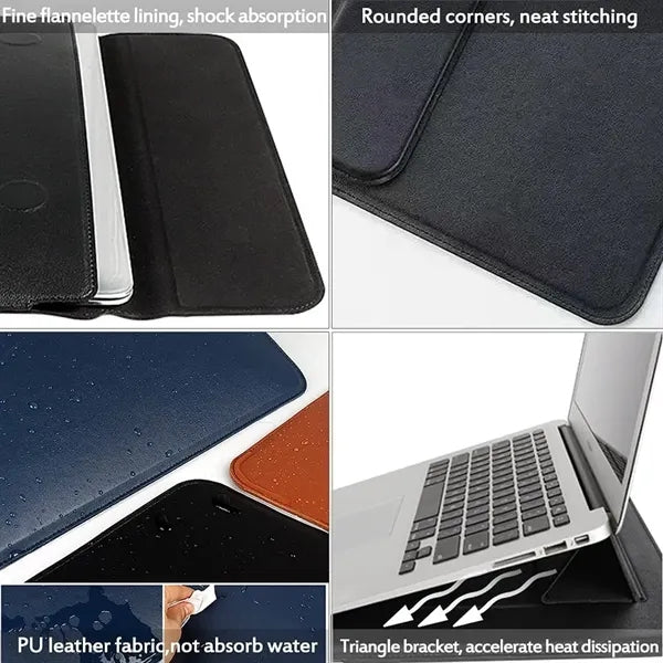13inch PU Leather Laptop Sleeve with Stand