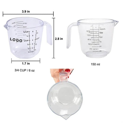 6 Oz Clear Plastic Measuring Cup w/ Handle and Pour Spout