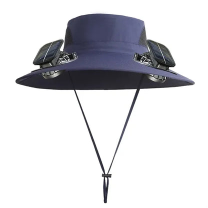 Outdoor Wide Brim Sun Hat with 2 Solar Fan
