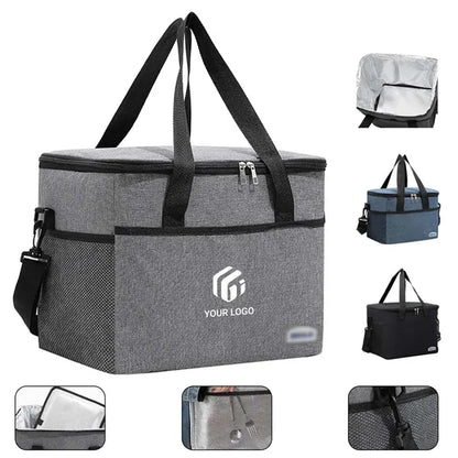 Large insulated lunch bag cooler tote with shoulder strap