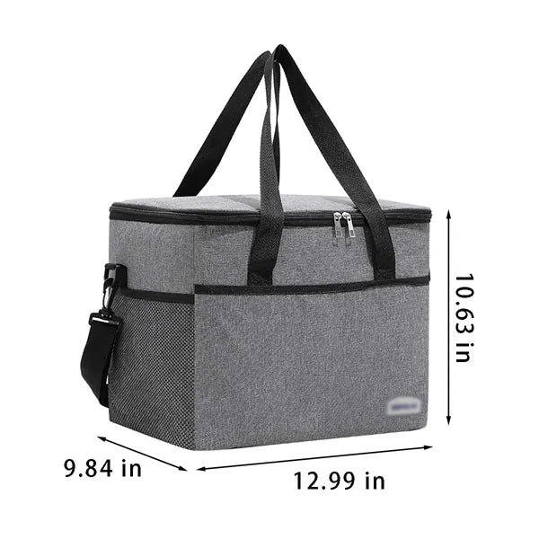 Large insulated lunch bag cooler tote with shoulder strap