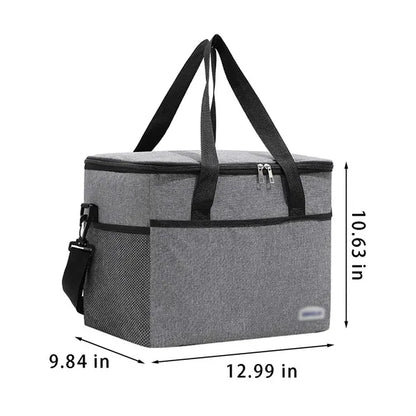 Large insulated lunch bag cooler tote with shoulder strap