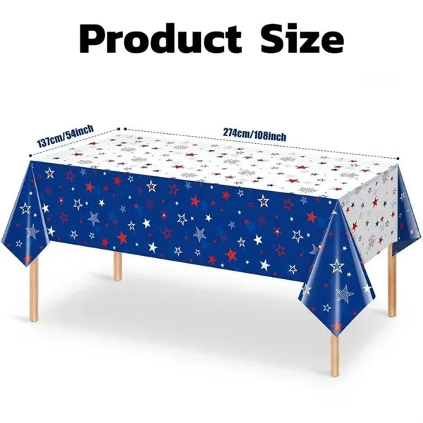 4th of July Star Print Plastic Tablecloth