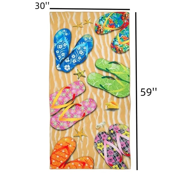 30"x59" Sublimated Sand Proof Waffle Microfiber Beach Towel
