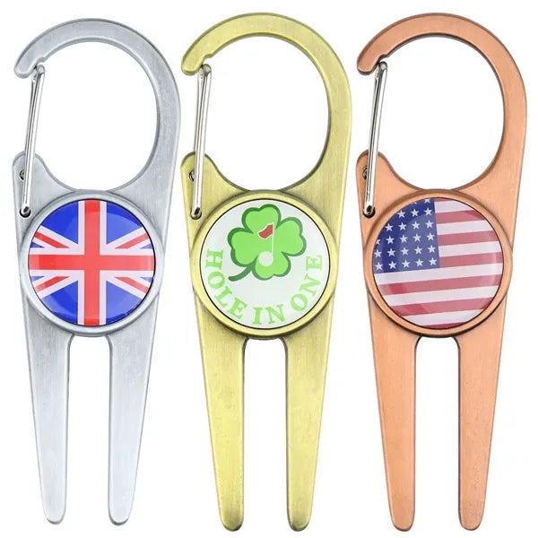 Zinc Alloy Creative Glue Label Golf Green Ball Fork