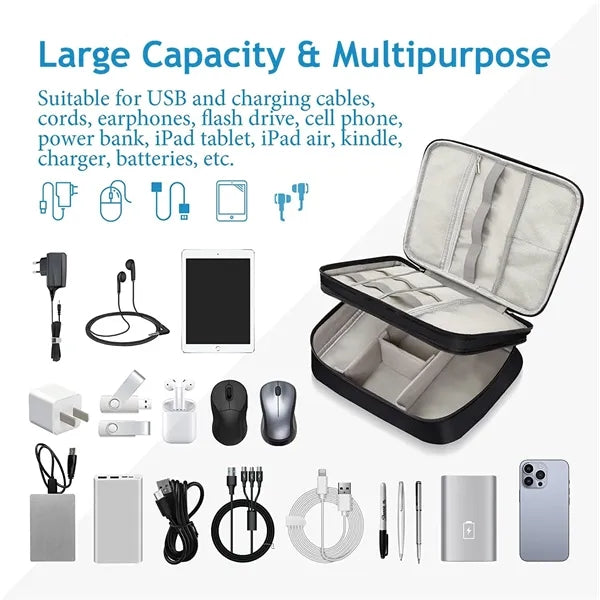 Double Layer Travel Cable Organizer Bag