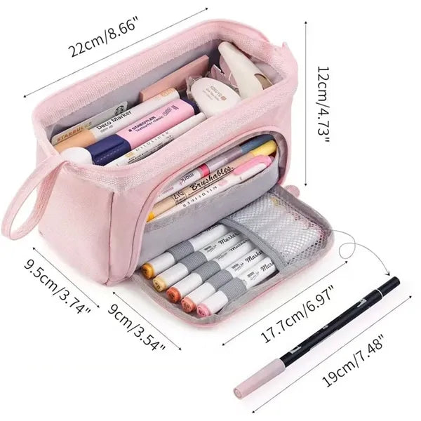Double Layer Canvas Pencil Case