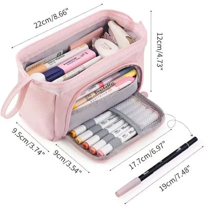 Double Layer Canvas Pencil Case