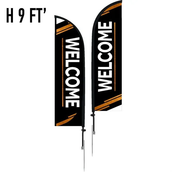 9' Feather Flag Kit - Double Sided With Spike Base