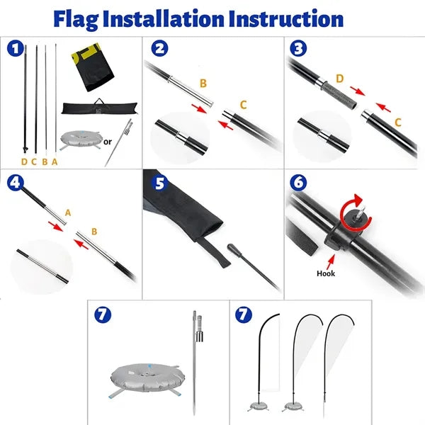 9' Feather Flag Kit - Double Sided With Spike Base