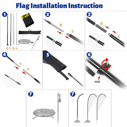 9' Feather Flag Kit - Double Sided With Spike Base