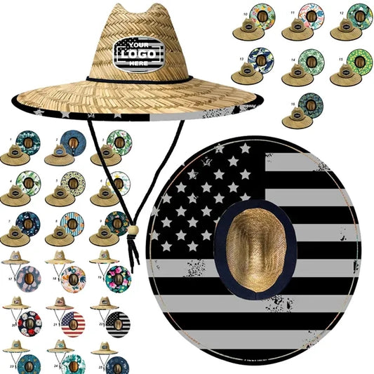 Lifeguard Straw Hat Wide Brim Beach Sun Protection