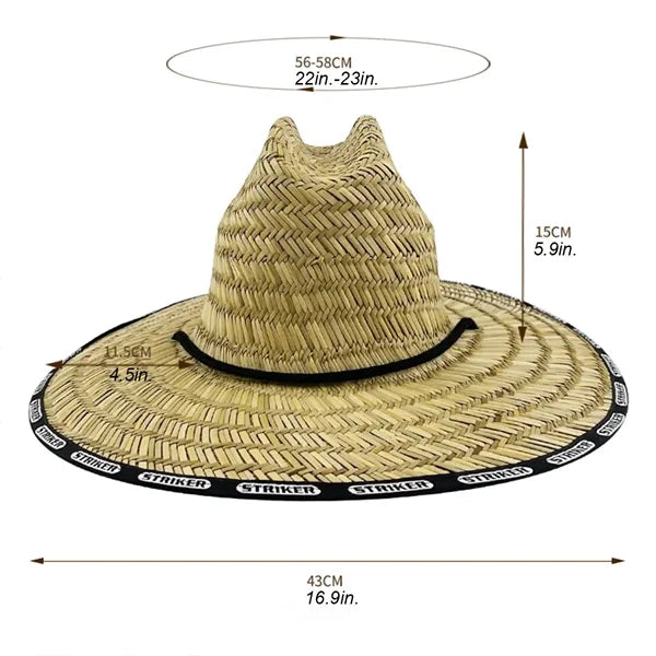 Lifeguard Straw Hat Wide Brim Beach Sun Protection