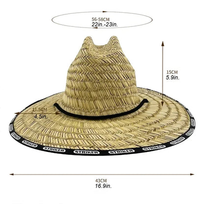 Lifeguard Straw Hat Wide Brim Beach Sun Protection