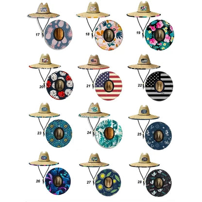 Lifeguard Straw Hat Wide Brim Beach Sun Protection