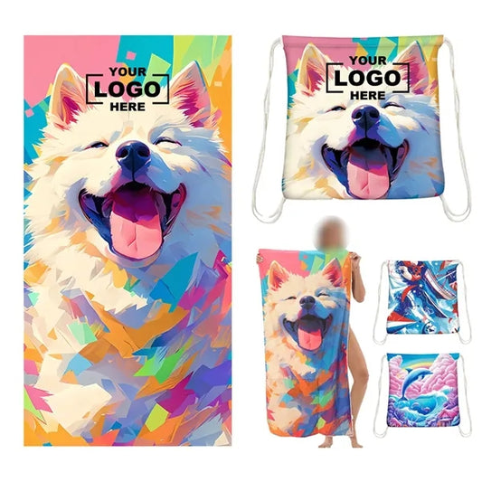 2-In-1 Foldable Beach Towel Integrated Bag For Storage