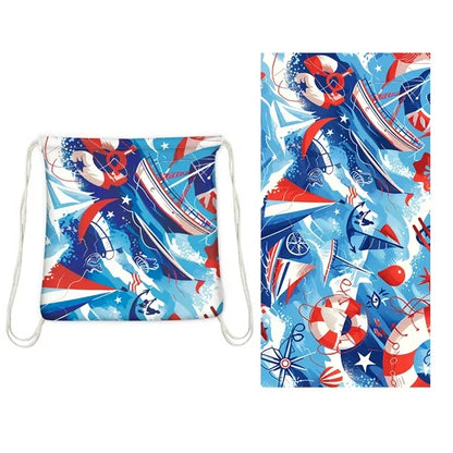 2-In-1 Foldable Beach Towel Integrated Bag For Storage
