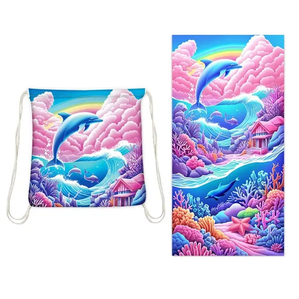 2-In-1 Foldable Beach Towel Integrated Bag For Storage