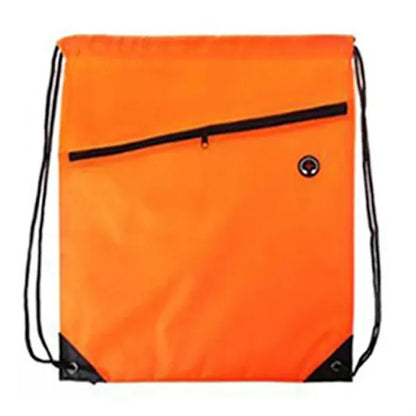 210D Drawstring Backpack w/ Zipper Pocket & Earbuds Slot