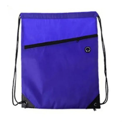210D Drawstring Backpack w/ Zipper Pocket & Earbuds Slot