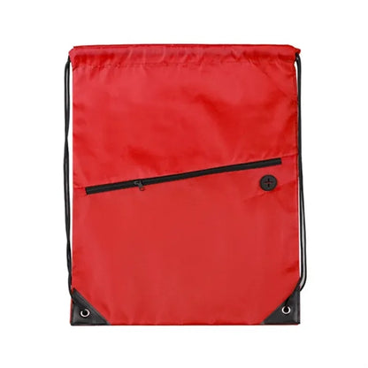 Drawstring Backpack w/ Zipper Pocket & Earbuds Slot