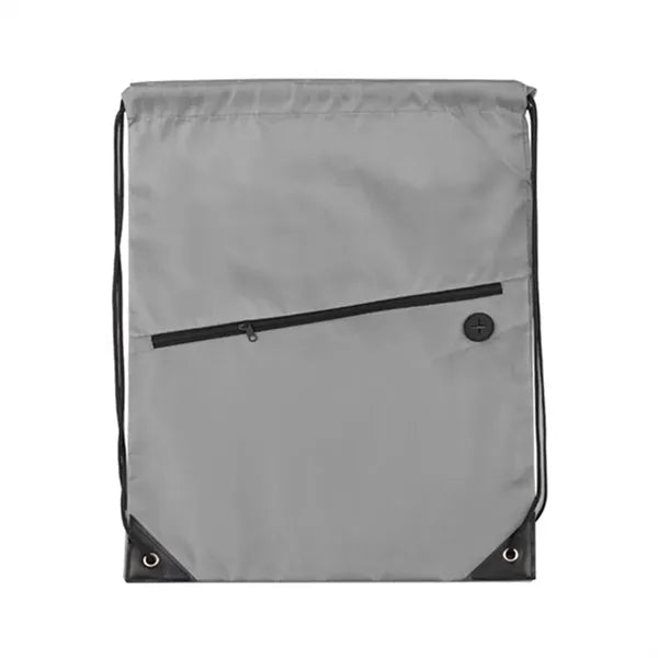 Drawstring Backpack w/ Zipper Pocket & Earbuds Slot